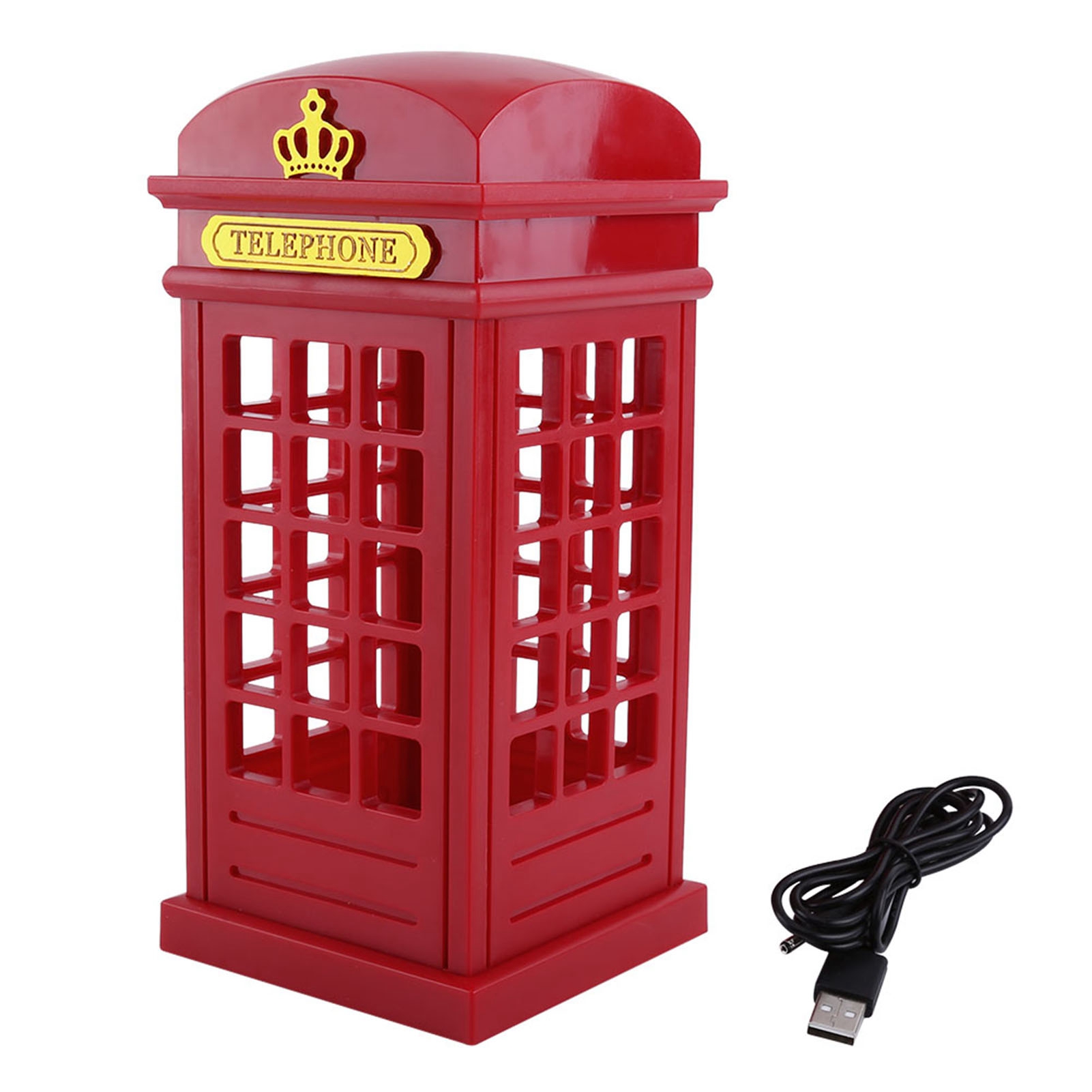 Dimmbare Gelbe Led-schreibtischlampe, Inspiriert Von Retro- Und Kreativen Telefonzellen, Mit Berührungssensor.