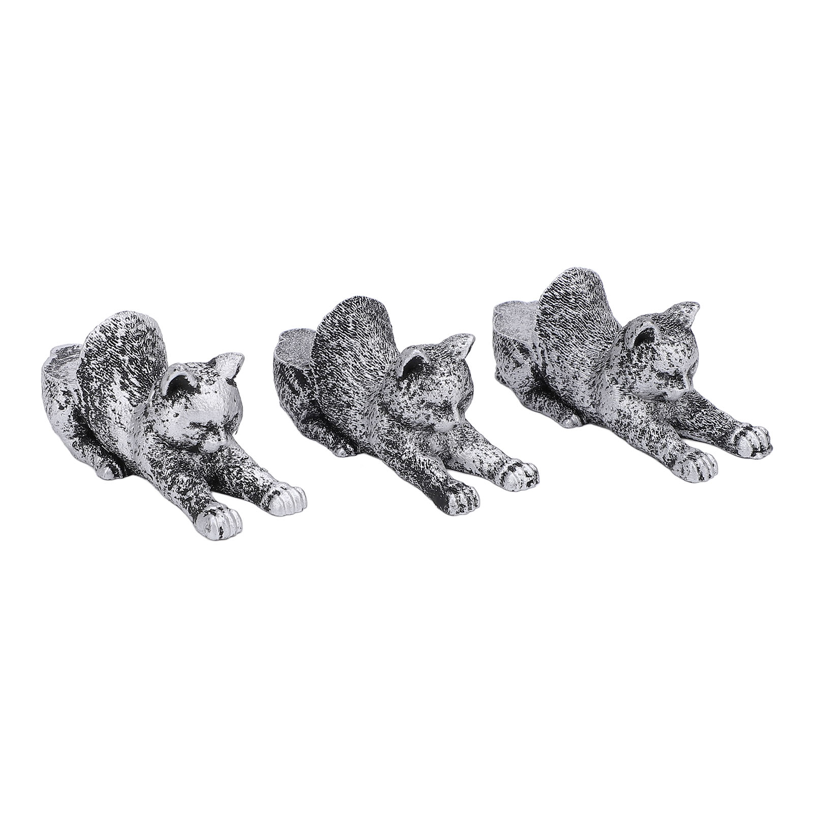 Set Aus 3 Blumentopfhaltern Aus Kunstharz In Form Von Tier- Oder Pflanzenfiguren, Mit Erhöhungen Und Stützen Für Die Innen- Und Außendekoration, Motiv: Faule Katze.