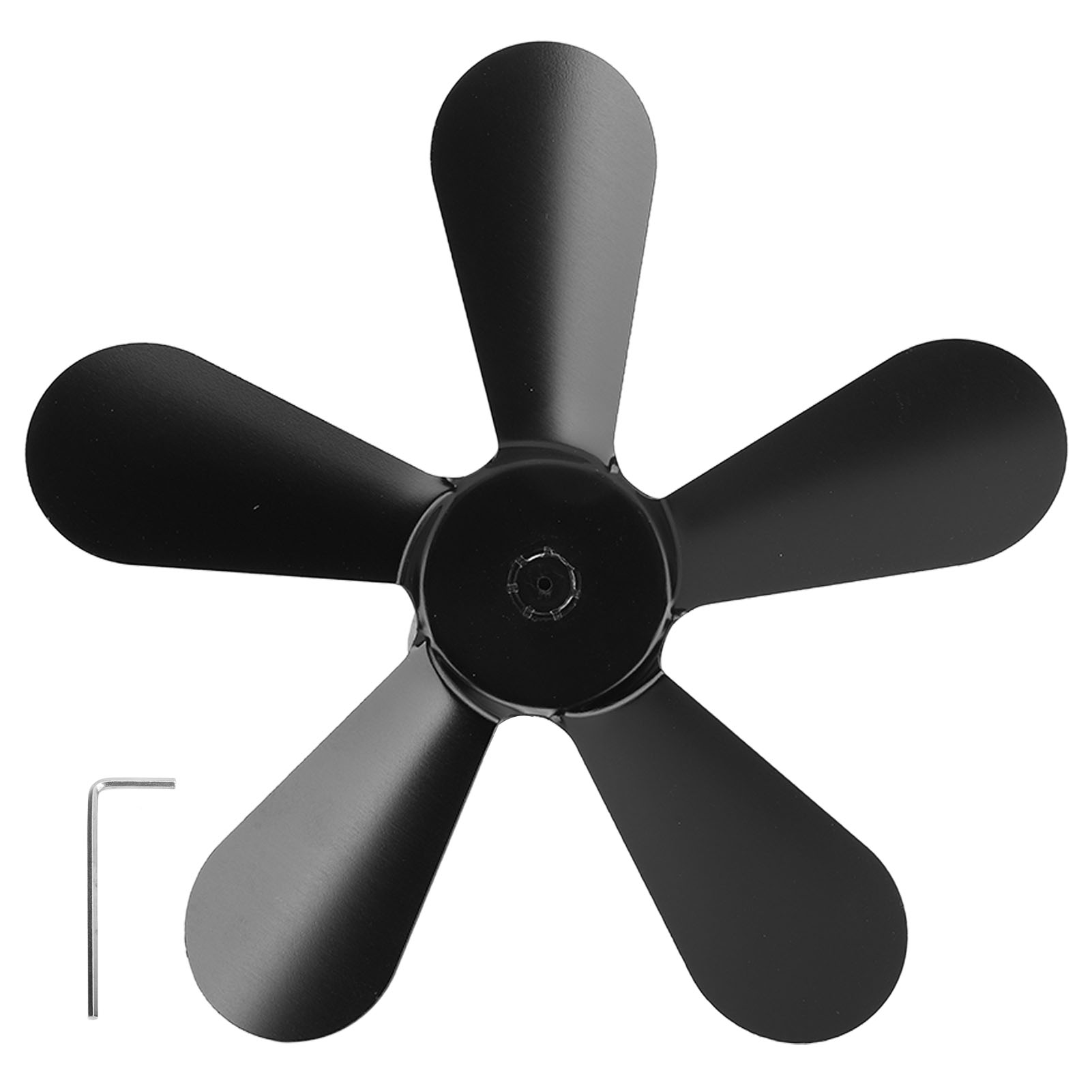 Ofenventilator Mit 5 Flügeln Aus Aluminiumlegierung, Wärmebetrieben, Ersatz Für Kamine, Schwarz