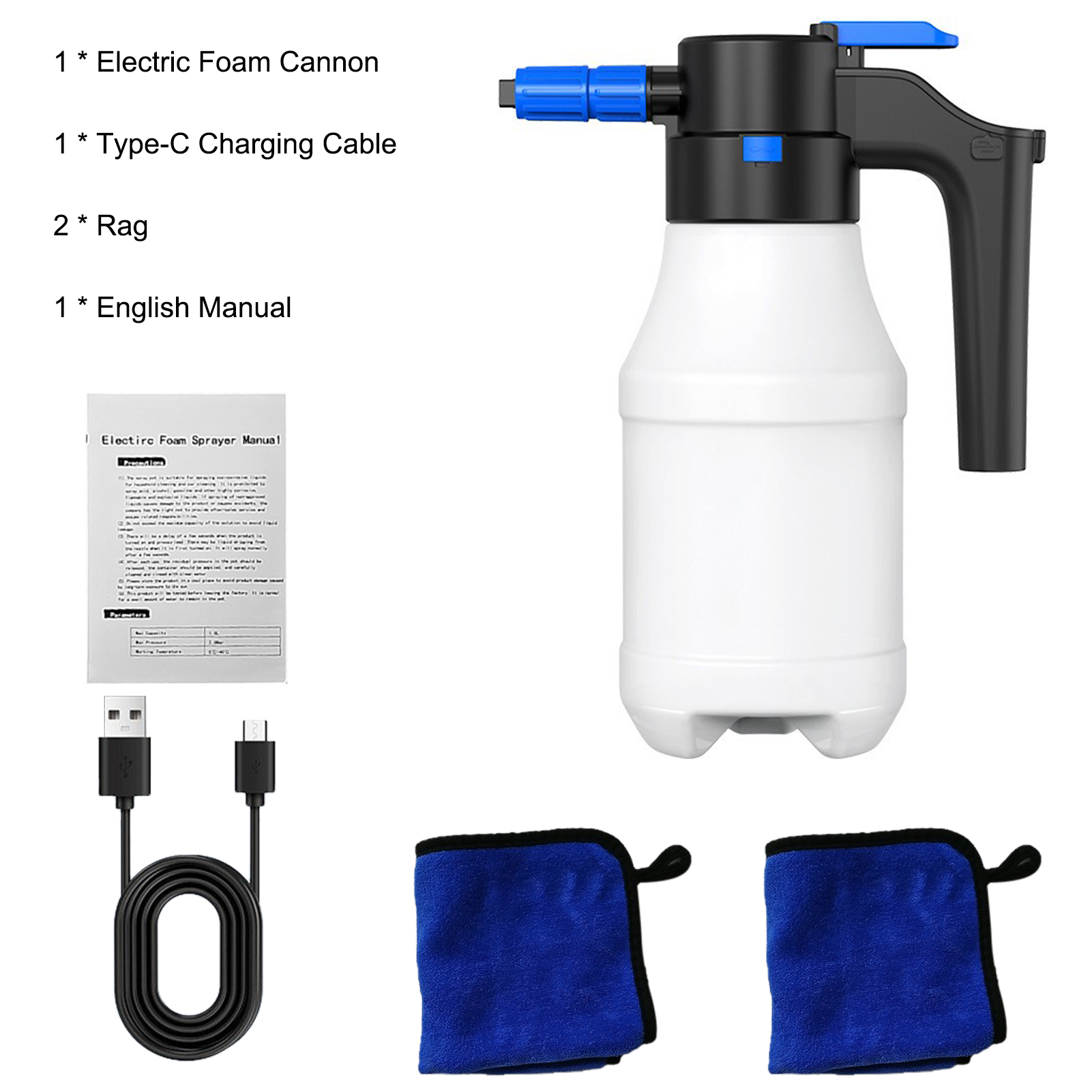 Elektrischer Schaumsprüher, 1,5-liter-kanone, Usb-c-ladeanschluss, Ideal Für Autowäsche, Küchenreinigung Und Schuhreinigung – Großer Sprühbereich, Einfache Bedienung