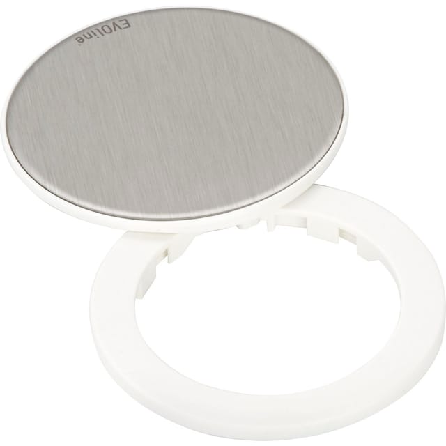 Evoline - One Abdeckring Abdeckkappe mit Drehdeckel ø 59 mm aus Edelstahl weiß