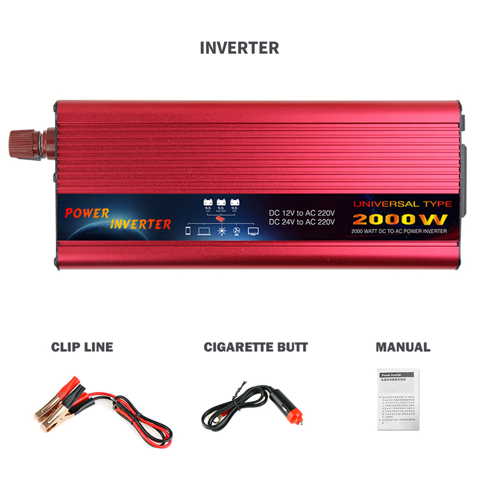 Modifizierter Sinus-solarwechselrichter 850 W (dauerleistung) / 2000 W (spitzenleistung) Dc 12 V/24 V Universal-wechselstrom 220 V–240 V
