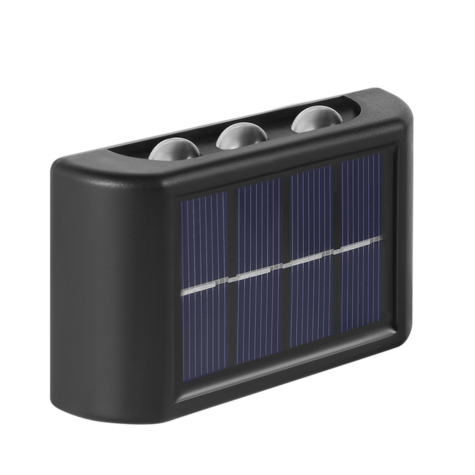 Set Mit 2 Solar-wandleuchten (nach Oben Und Unten Gerichtete Beleuchtung) Zur Dekoration Von Außenzäunen, Konvexer Spiegel, Ip65 Wasserdicht, 6 Weiße Leds