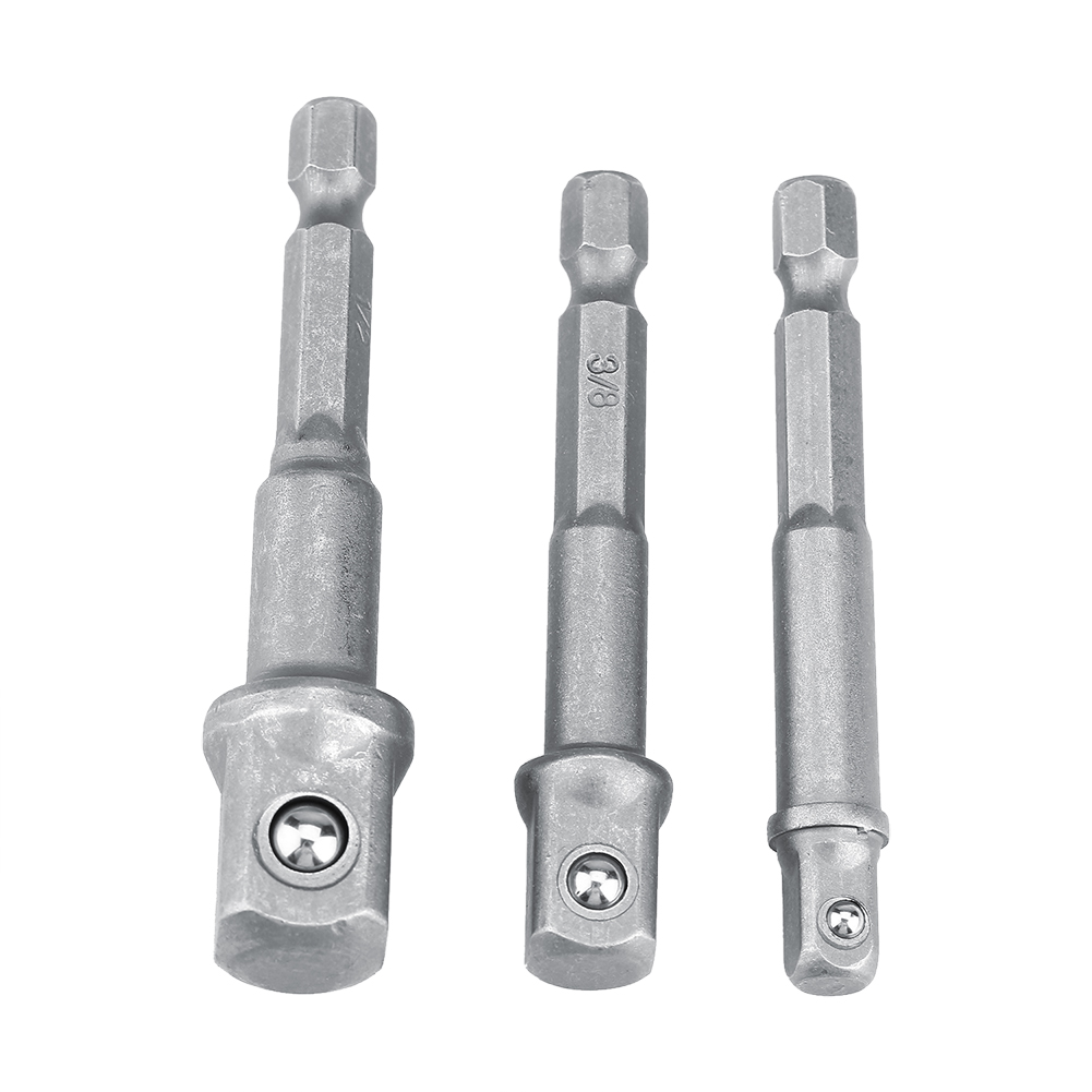 Set Mit 3 Adaptern Für 1/4"-sechskant-steckschlüssel Auf 1/4", 3/8"- Und 1/2"-bohrer (kurze Verlängerung)