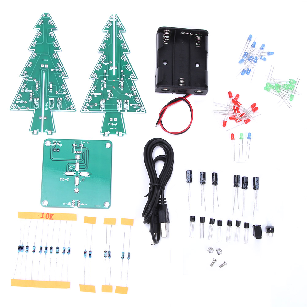 Elektronischer Diy-schaltungsbausatz Für Einen 3d-weihnachtsbaum, Stereoskopische Led-weihnachtsdekoration, 3 Farben