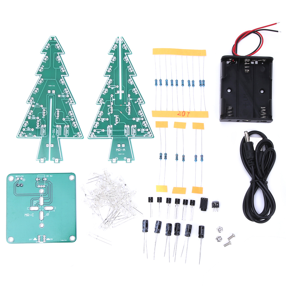 Diy-3d-elektronik-schaltungsset Für Den Weihnachtsbaum, Stereo-led-weihnachtsdekoration, 7 Farben