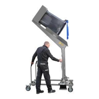 Bauer Mülltonnen-Kippstation MKS-H mit Handpumpe, lackiert, Mausgrau