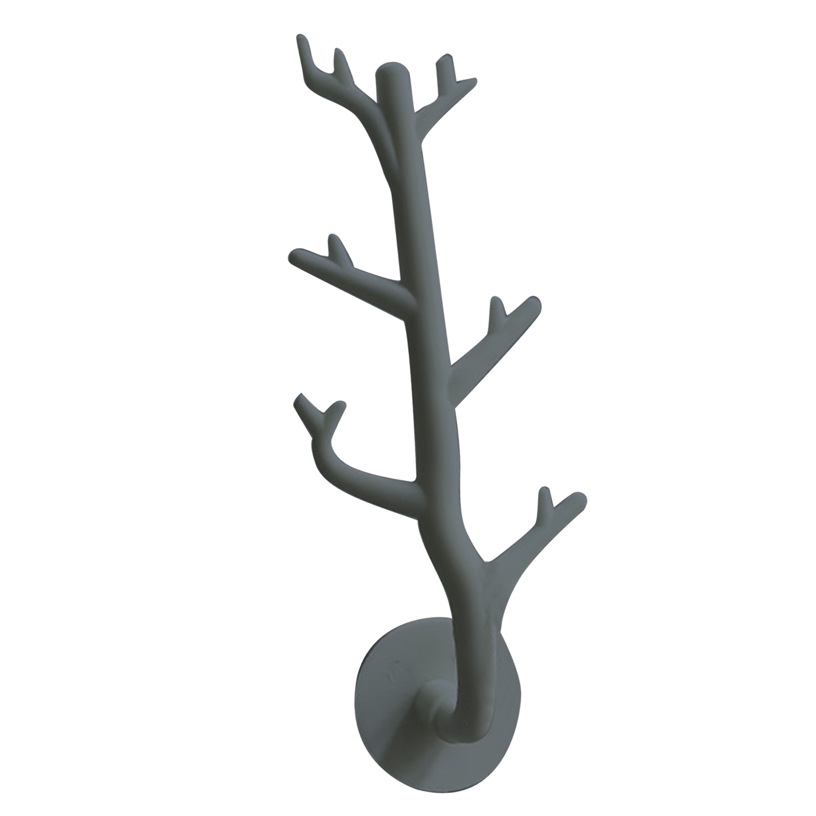 Wandhaken In Form Eines Astes, Aus Dickem, Hochfestem Polypropylen, Für Schmuck Und Beutel, Grau.