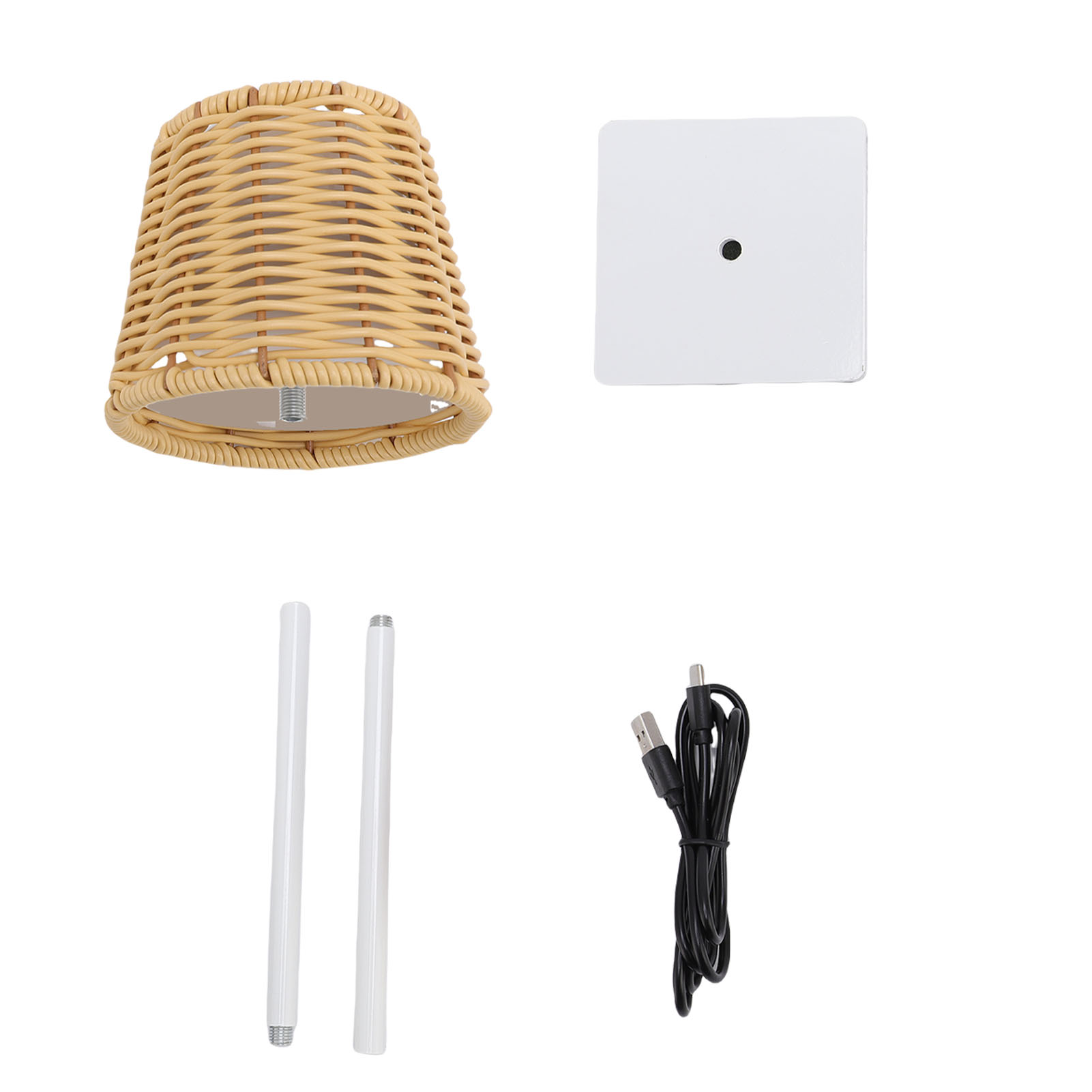 Led-tischleuchte Aus Rattan, 120 Lm, 3 Farben, Touch-bedienung, Wiederaufladbar, Nachtlicht Für Wohnzimmer, Schlafzimmer Oder Bar, Weiß