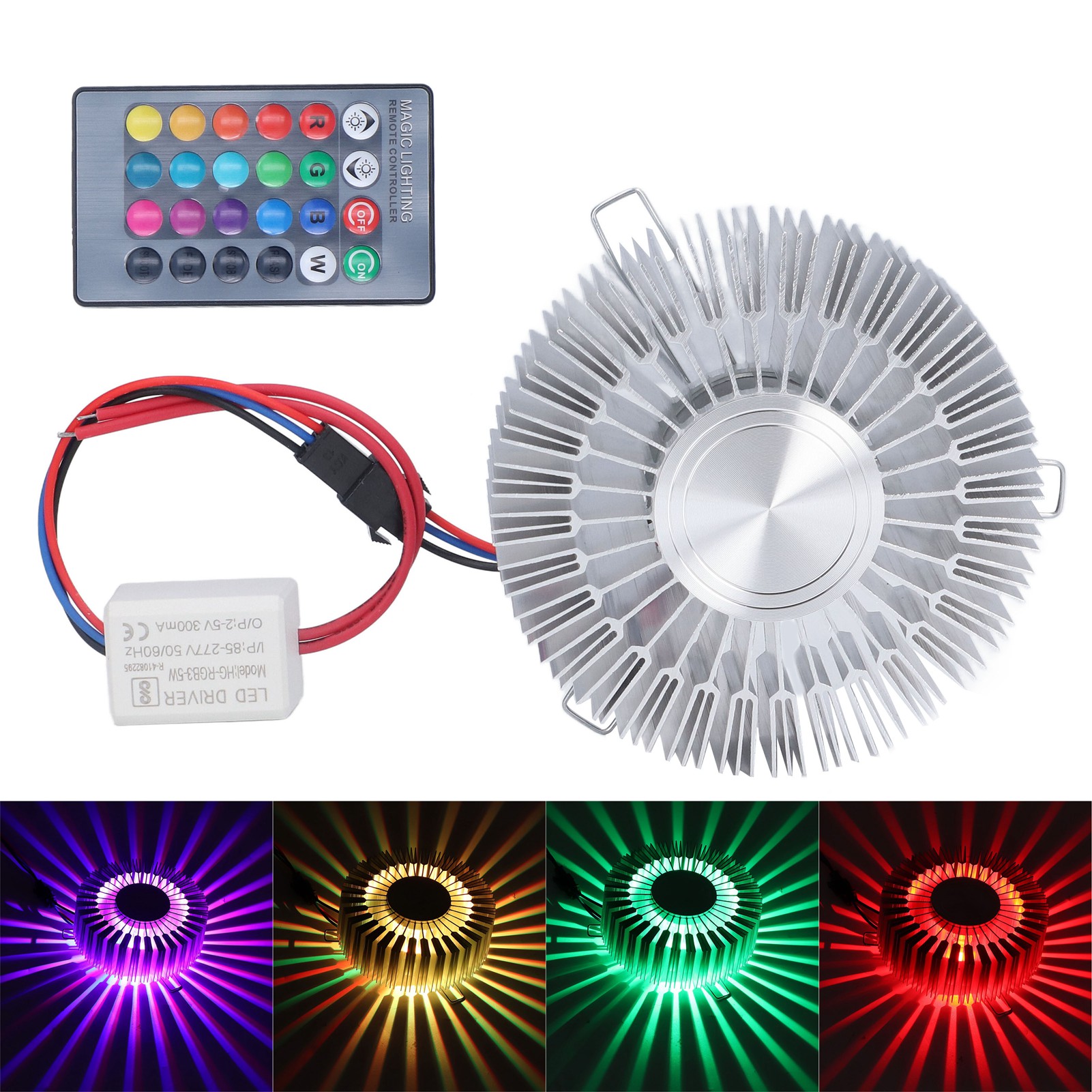 Sonnenblumenförmige Wandleuchte Aus Aluminium, 3-w-rgb-led Mit Fernbedienung Für Schlafzimmer, Nachttisch Oder Wohnzimmer, 85–277 V
