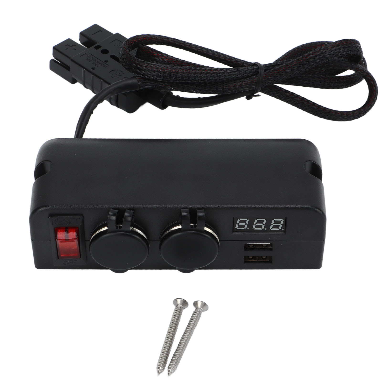 Kfz-netzteil Mit 2 Usb-anschlüssen, Digitaler Spannungsanzeige Und Batteriebetrieb