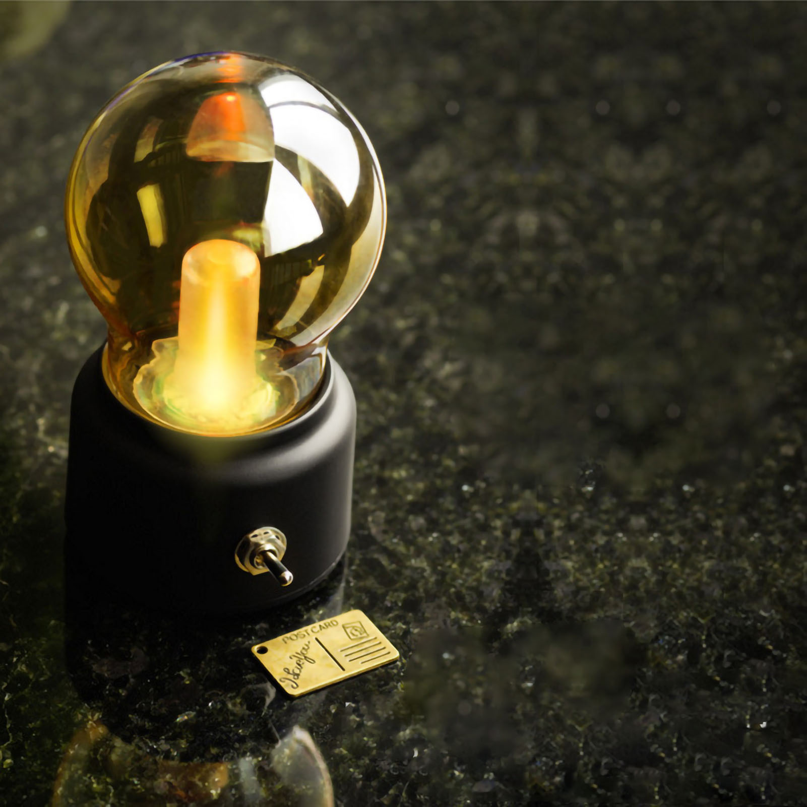 Wiederaufladbares Usb-nachtlicht In Form Einer Glühbirne, Schreibtischlampe Fürs Schlafzimmer, Schwarz