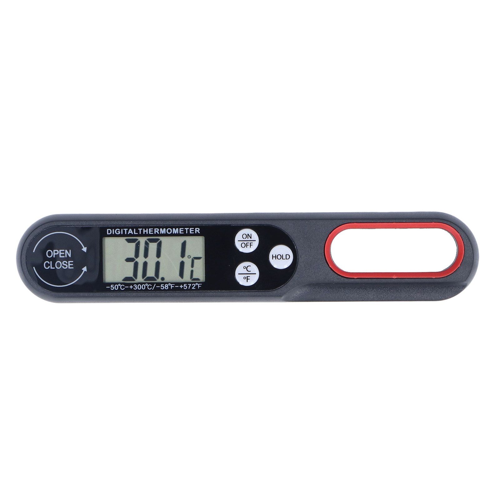 Sofort Messendes Und Präzises Digitales Lebensmittelthermometer, Faltbar, Für Grill Und Barbecue, Mit Batterien (schwarz)