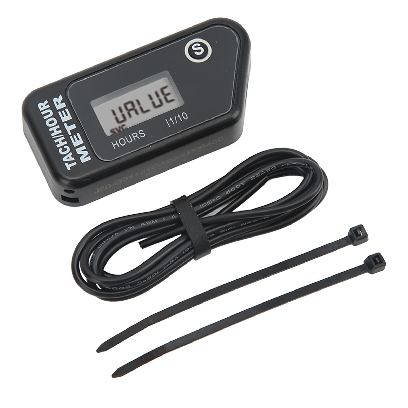 Ip68 Wasserdichter Induktiver Digitaler Betriebsstundenzähler/drehzahlmesser Für Motorräder, Rasenmäher Und Geländemotorräder, Schwarz.