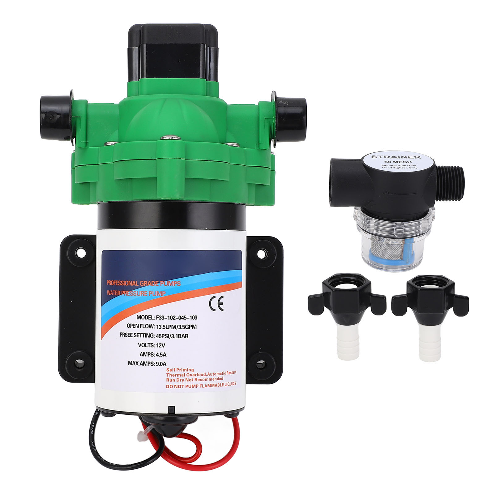 Frischwasserpumpe Für Wohnmobile, 12 V Dc, 3,5 Gpm, 45 Psi, Selbstansaugende Membran, Für Boote, Yachten Und Wohnwagen.