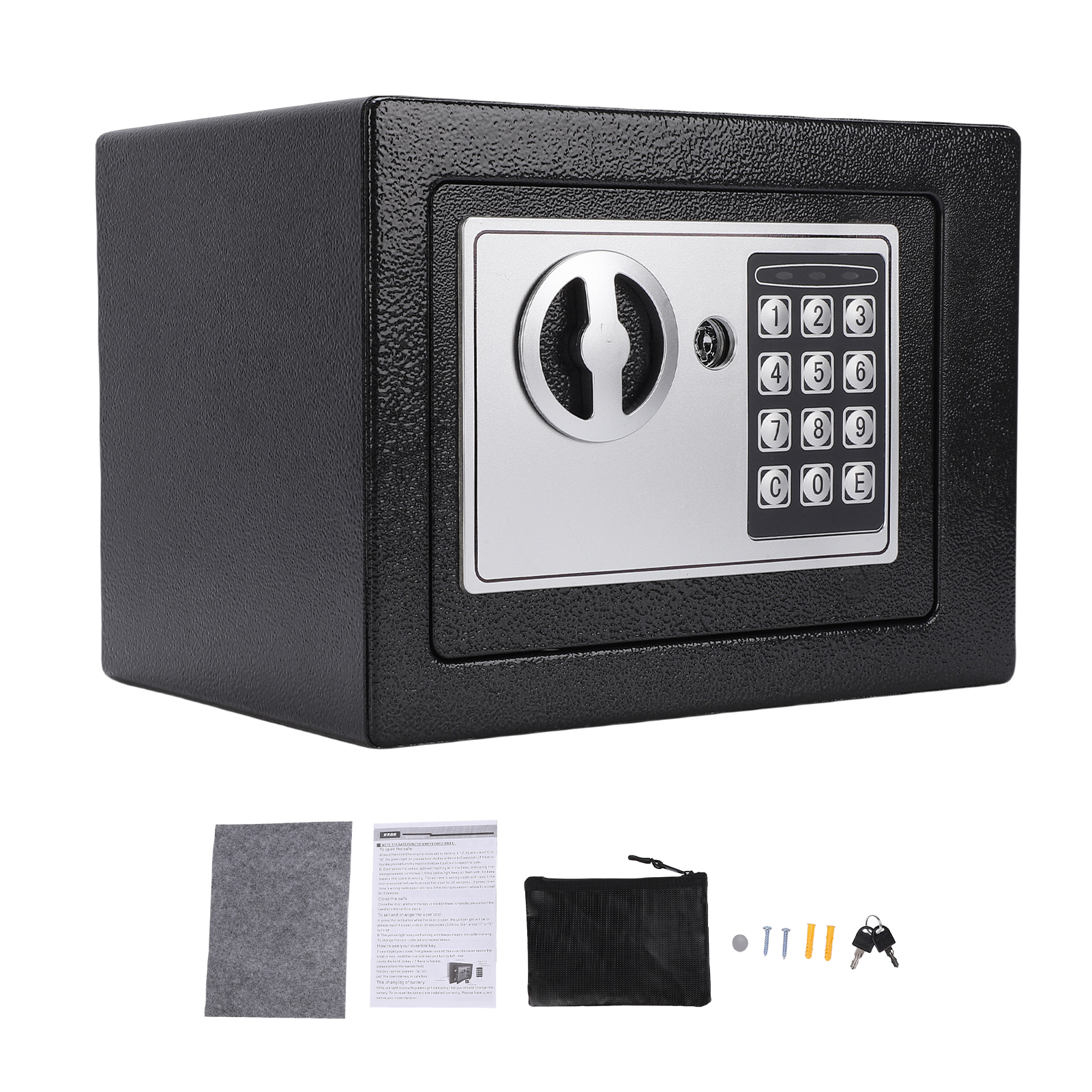 Feuer- Und Wasserfester Wandsafe Mit Dokumententasche, Münzfach Und Tastatur Zur Sicheren Aufbewahrung Ihrer Dokumente, Bargeld, Gold, Schmuck Und Wertsachen – (0,17 Kubikfuß) Schwarz