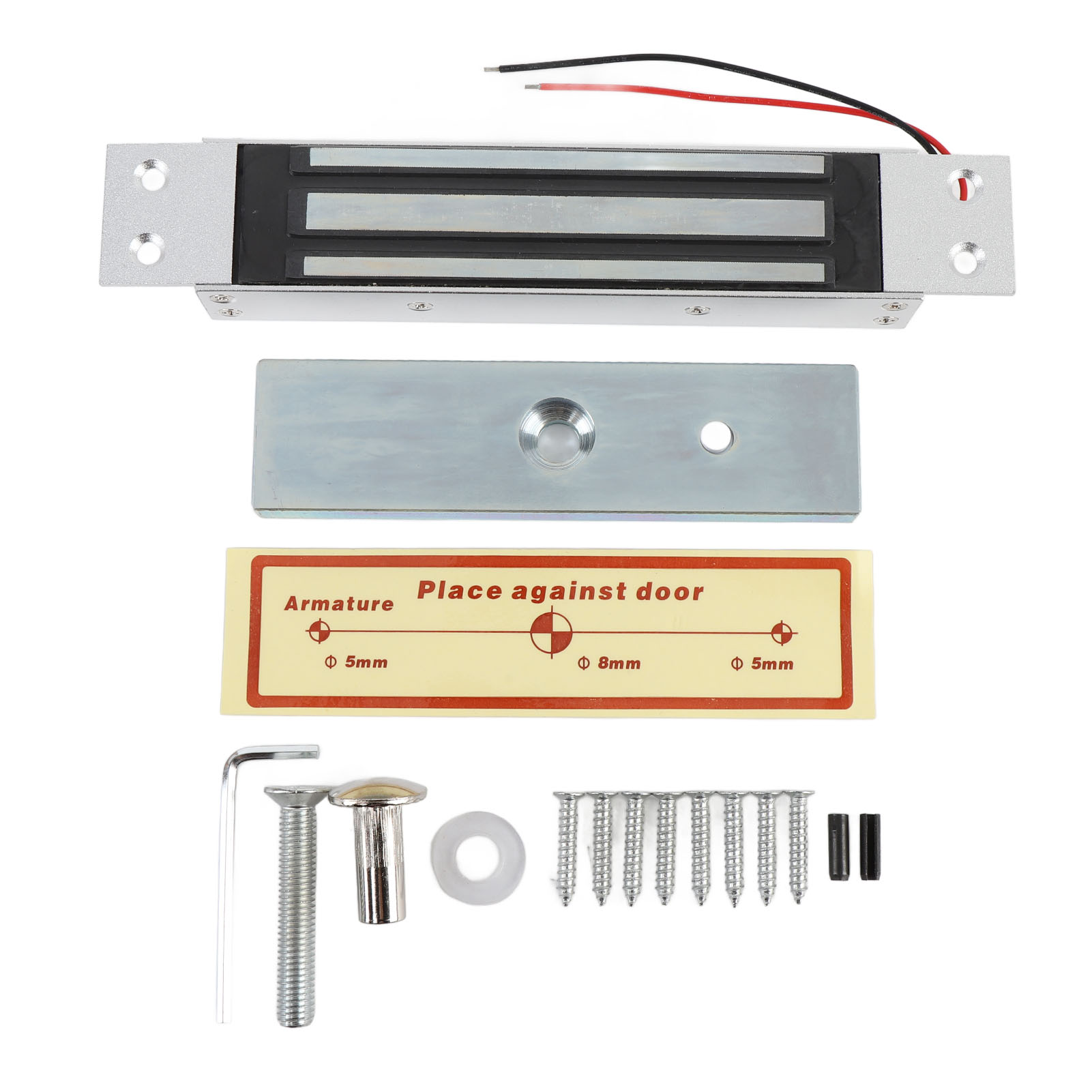 Elektromagnetisches Türschloss Für Einzeltüren, Haltekraft 180 Kg, 12 V Dc, Schließerbetrieb, Aluminiumlegierung, Für Glas, Holz, Metall Und Feuer.