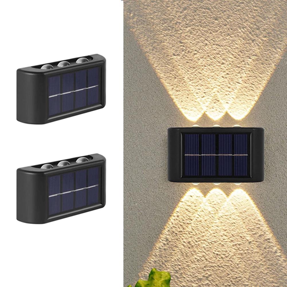 Set Mit 2 Wasserdichten Led-solar-wandleuchten, Auf- Und Abwärtsbeleuchtung, Für Den Innen- Und Außenbereich, Garten, Terrasse, Garage, Einfahrt.
