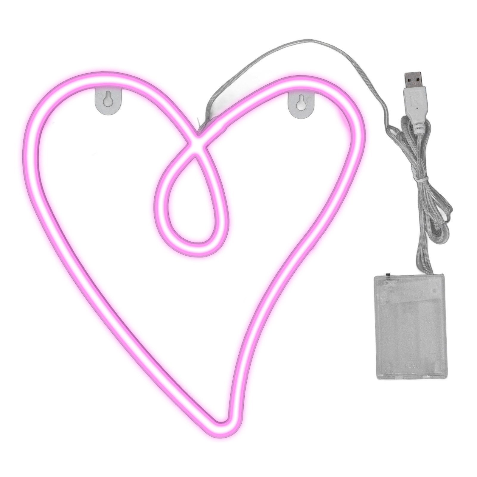 Herzförmige Neonlampe, Duale Stromversorgung, Retro-stil, Ip45 Wasserdicht, Rosa Led, Ideal Zur Dekoration Eines Wohnzimmers, Einer Valentinstagsparty Oder Einer Bar.