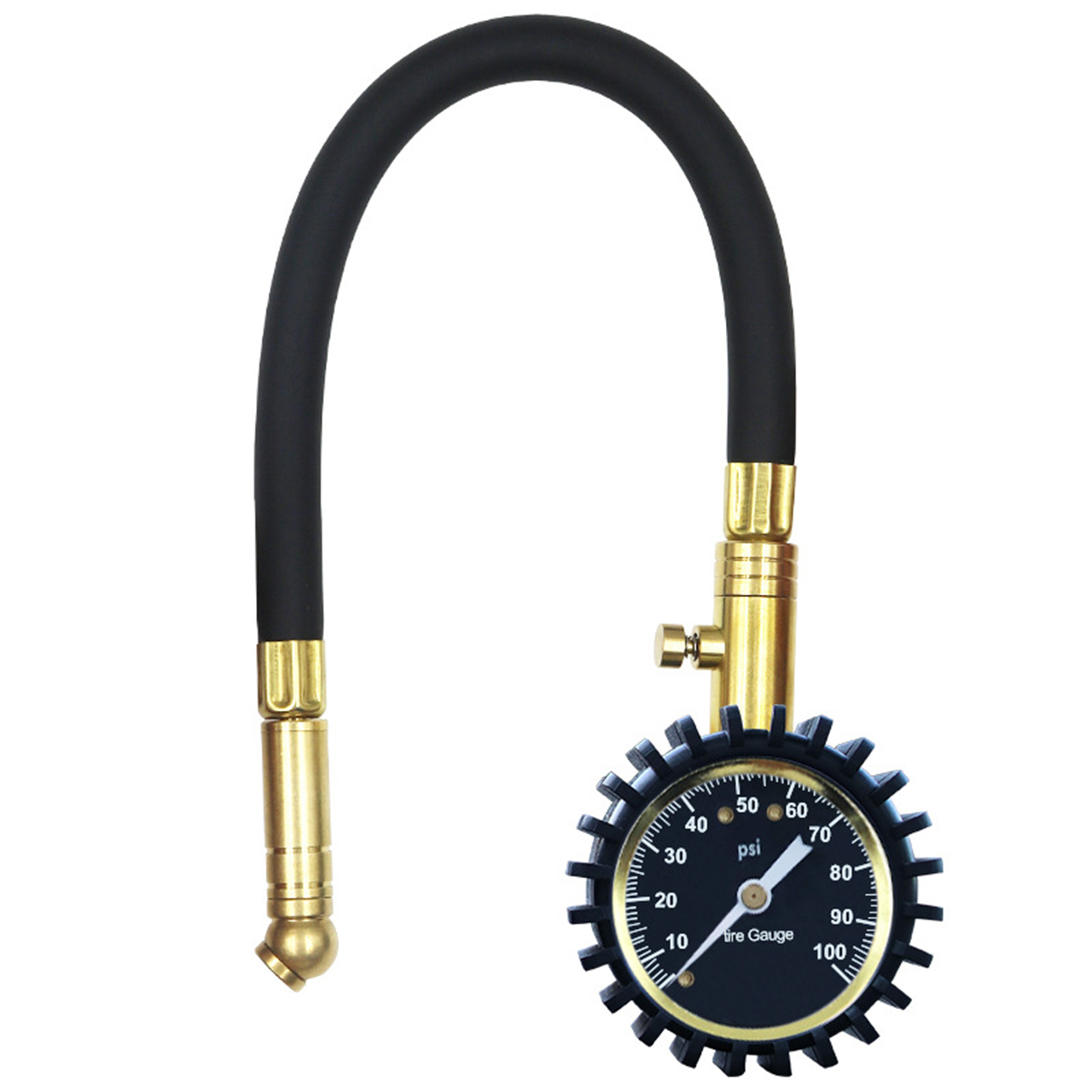 Reifendruckmesser, 0-100 Psi, Robust Und Präzise, Mit Gummischlauch Für Fahrrad, Motorrad, Auto, Suv Und Lkw.