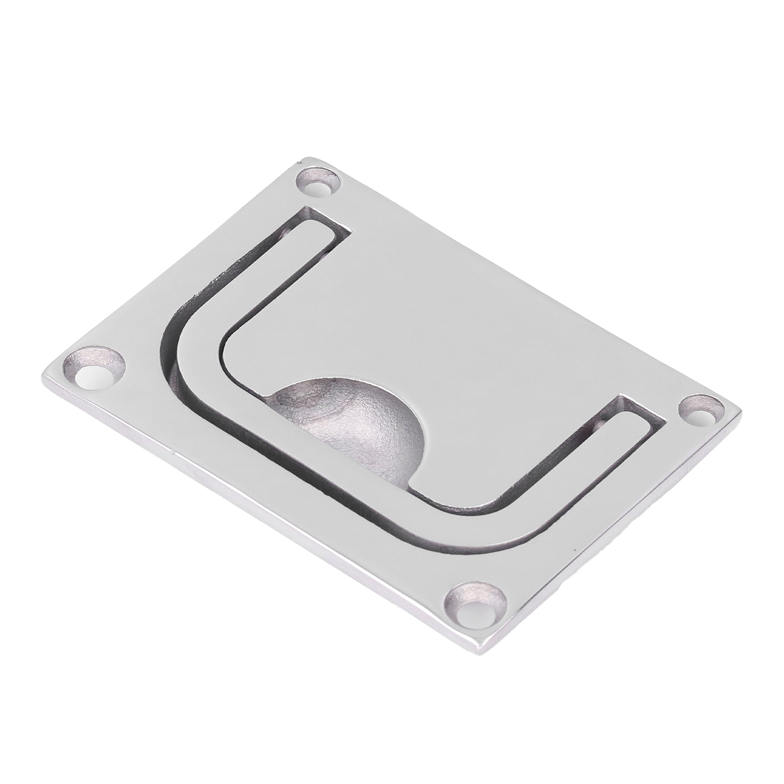 Bootslukengriff Mit Ring, Flächenbündig, Aus Seewasserbeständigem Edelstahl 316, Quadratischer Spiegel 96 X 69 Mm
