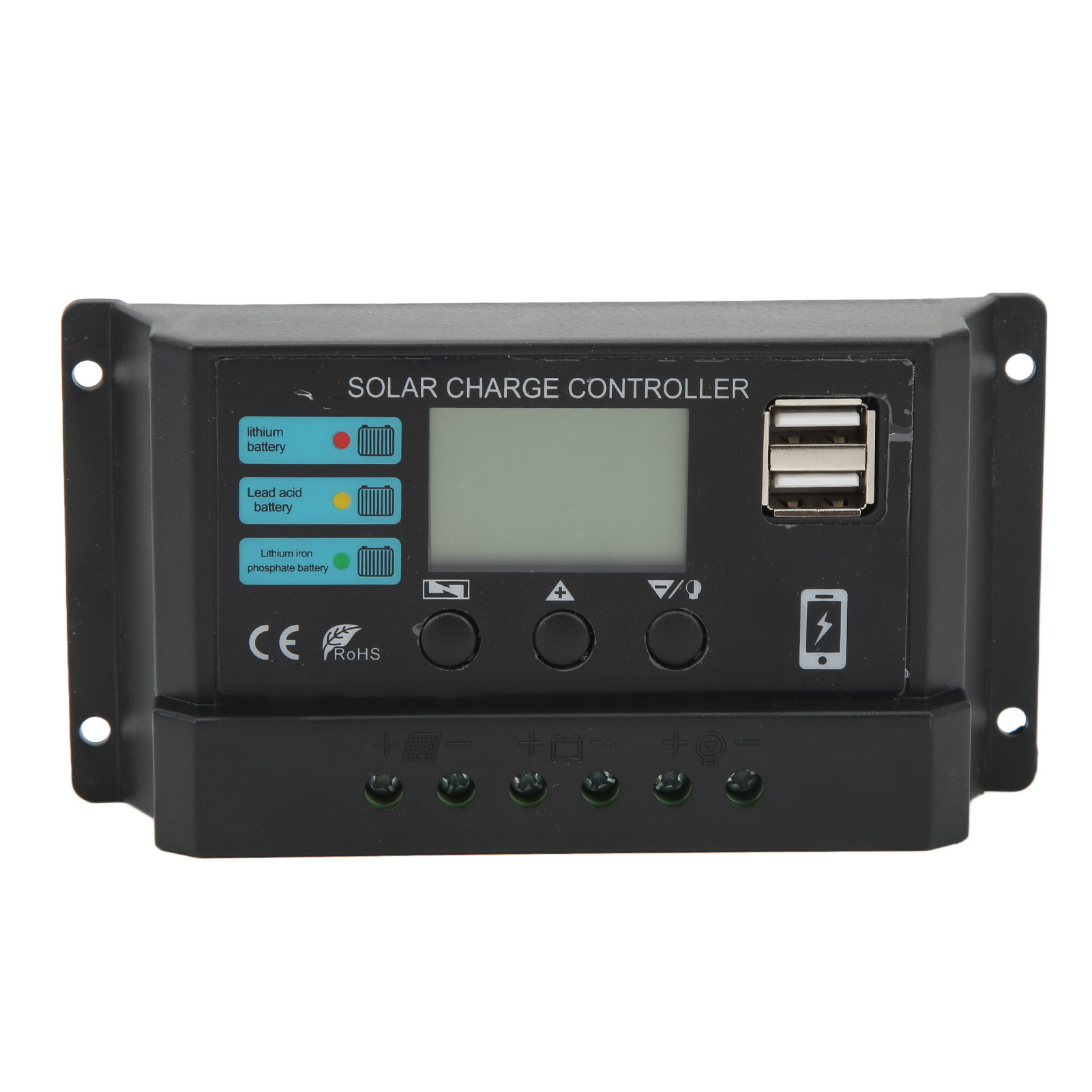Photovoltaik-solarpanel-laderegler Mit Lcd-bildschirm, Automatisches Laden 12 V/24 V, Schwarz, 20 A