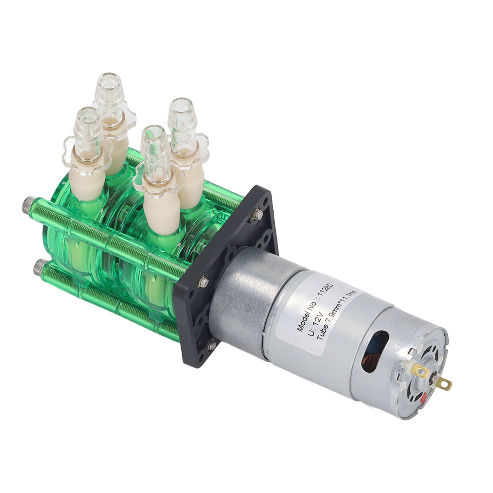 Doppelkopf-schlauchpumpe, Grünes Gehäuse, Gelber Schlauch, Hohe Förderleistung (700 Ml/min), Korrosionsbeständig, 12 V Dc, 1200 Ma