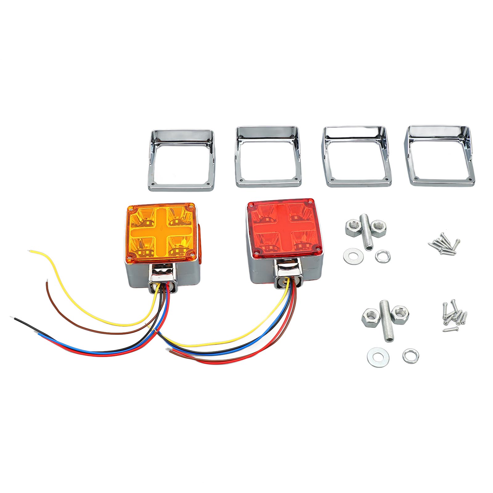 Doppelseitige Quadratische Signalleuchten, Blinker, Bremslichter Und Rückleuchten Mit Leds, Zur Sockelmontage Für Lkw Und Anhänger