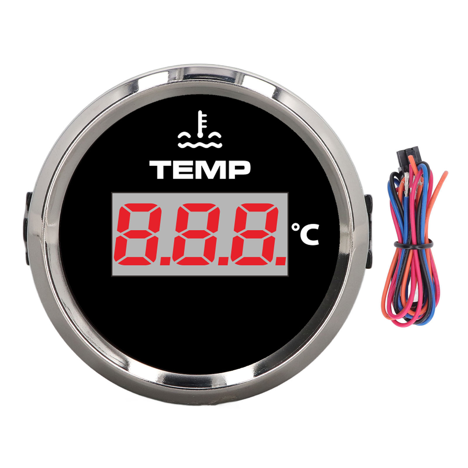 52-mm-digitalthermometer, 0–120 °c, Wasserdicht (ip67), Rote Hintergrundbeleuchtung, Für Auto, Wohnmobil, Lkw Oder Boot