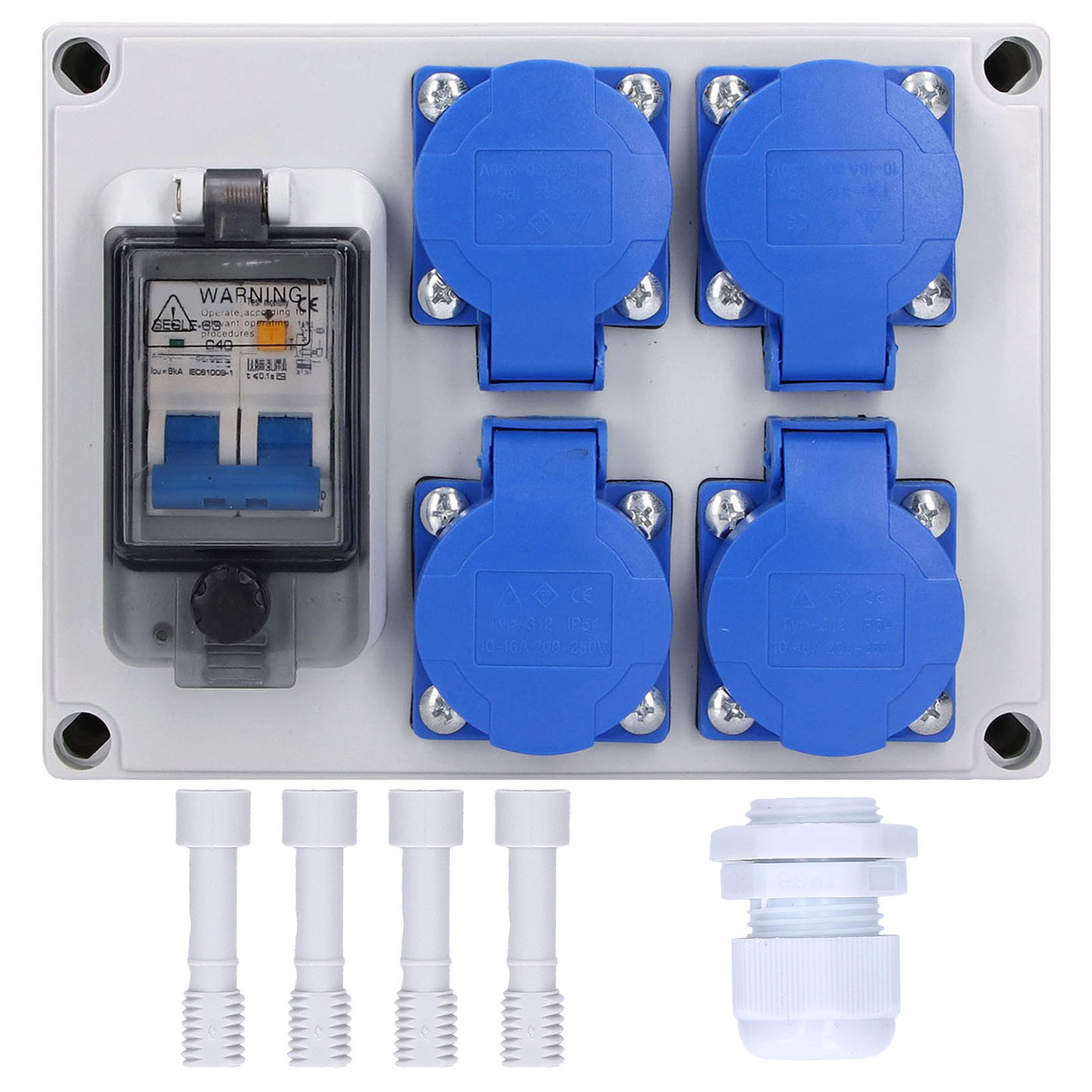 Doppelwand-steckdosenkasten Nach Deutschem Standard 200–250 V Mit 230-v-fehlerstromschutzschalter 63 A 1p+n