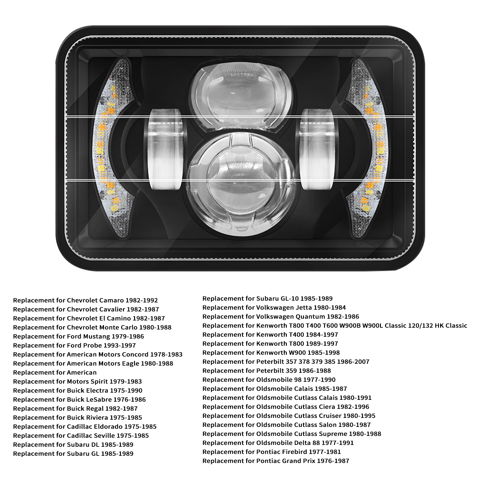 5-zoll-4x6-rechteck-led-scheinwerfer Für Pkw Mit Tagfahrlicht, Blinkern Und Abblend-/fernlicht, Kompatibel Mit Peterbilt, Kenworth Und Oldsmobile Cutlass (1 Stück)