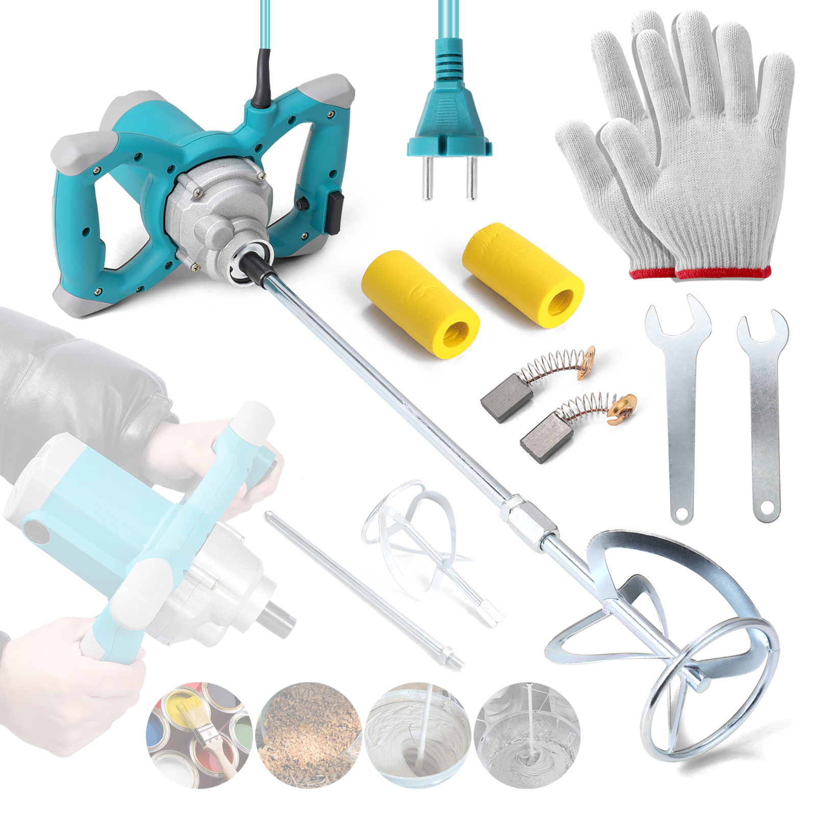 Tragbarer Elektrischer Betonmischer 2600 W, 6 Einstellbare Geschwindigkeiten, Ideal Für Mörtelkleber, Fugenmasse, Gips Und Farbe.