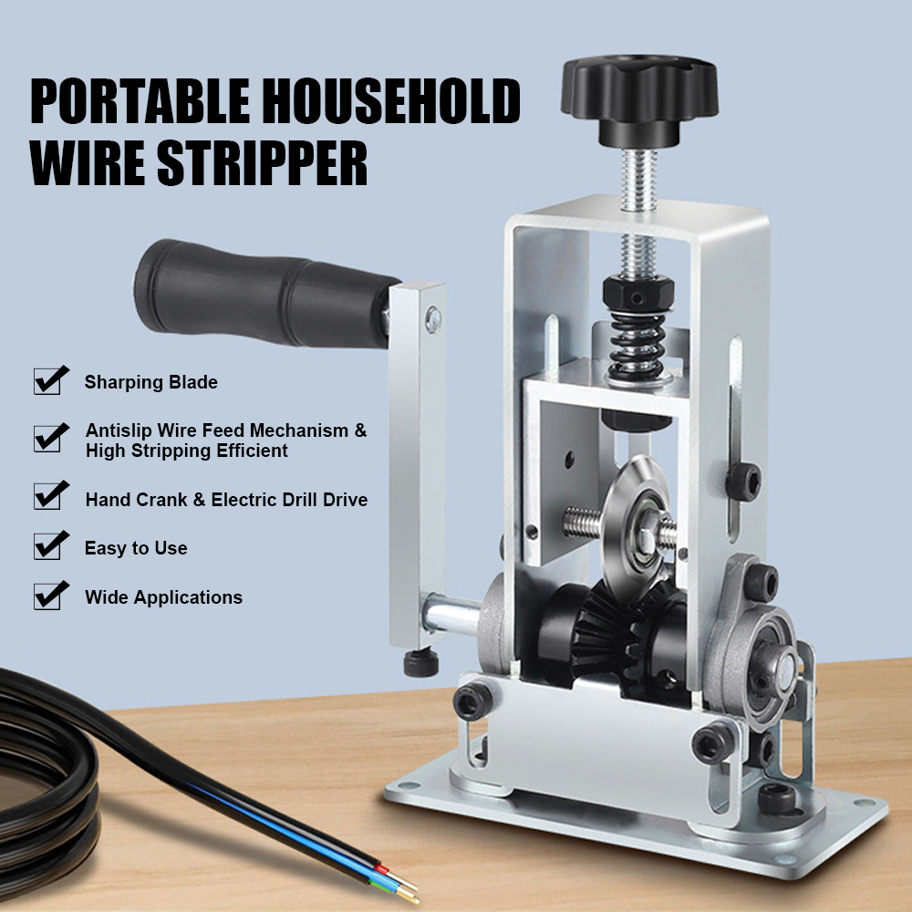 Tragbarer, Manueller Abisolierer Für Kabel Von 1 Bis 25 Mm, Mit Kurbel Und Bohrmaschinenhalterung.