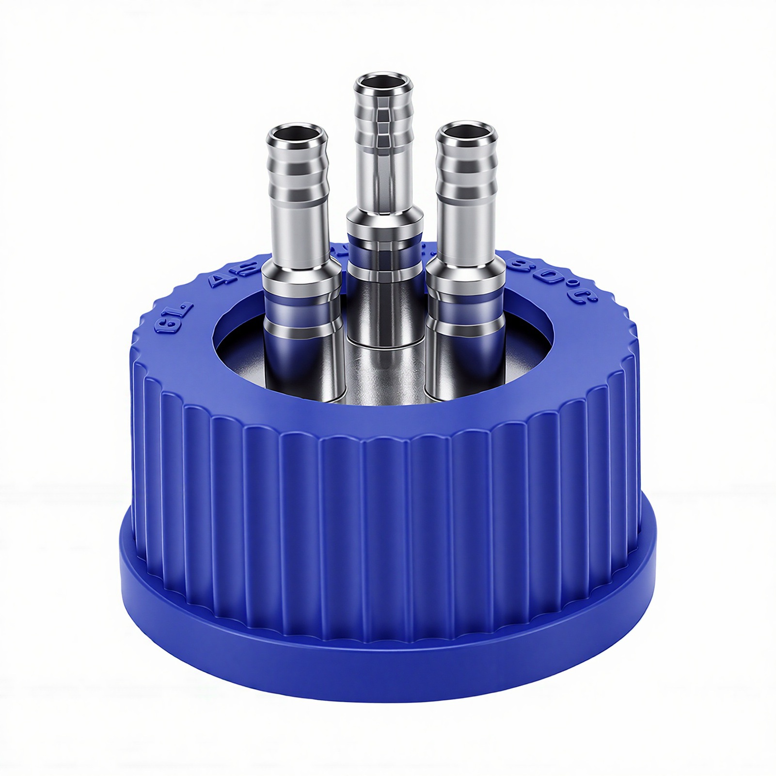 Gl45 Sicherheits-zuführkappe Mit 3-port-schnittstelle Aus Edelstahl 304 Für Die Probenahme Flüssiger Mobiler Phasen, 6–8 Mm Durchmesser, Mittlere Größe