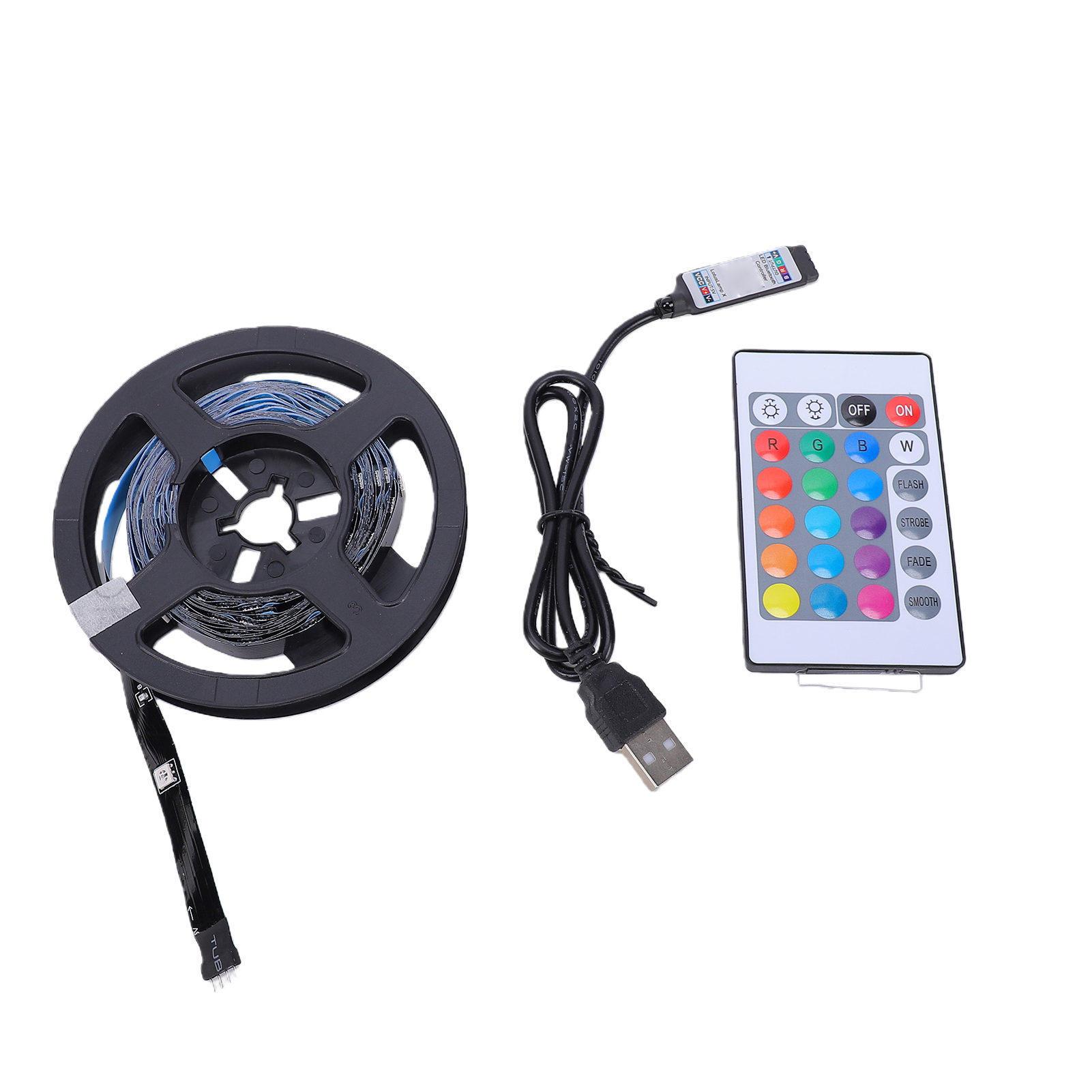 5 M Led-streifen Mit Fernbedienung, Usb-netzteil, Rgb 3535 Leds, Ideal Für Schlafzimmer, Heimkino, 24 Tasten, Infrarot, Bluetooth Und Musiksteuerungs-app.