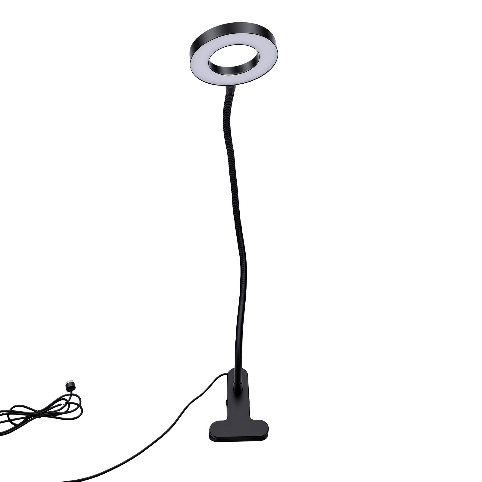Led-klemmleuchte Mit 360° Flexiblem Arm, 48 Leds, 3 Farbmodi, 10 Helligkeitsstufen, Memory-funktion, Usb-stromversorgung, Ideal Für Schlafzimmer, Büro Oder Nageldesign (schwarz).