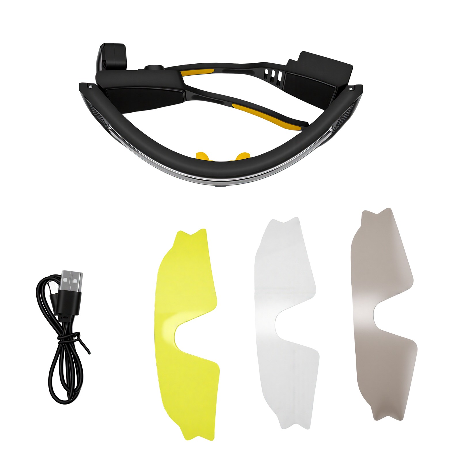 Multifunktionale Brille Mit Stirnlampe, Usb-c-aufladung, Speicherfunktion, Intelligenter Erkennung, Wasserdicht, Für Reparaturen Und Inspektionen (gelb).