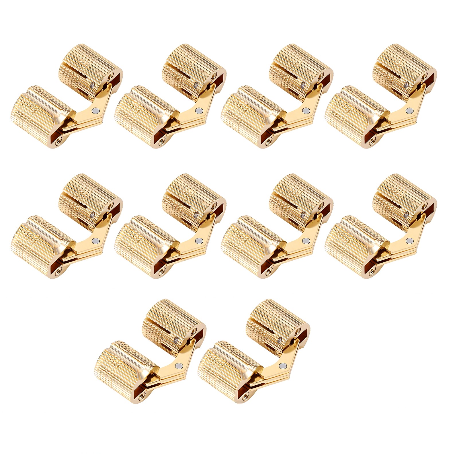Set Aus 10 Unsichtbaren Zylindrischen Messingscharnieren Mit 12 Mm Durchmesser Und Einem Öffnungswinkel Von 180°, Für Schmuckkästchen Und Kleine Möbelstücke.