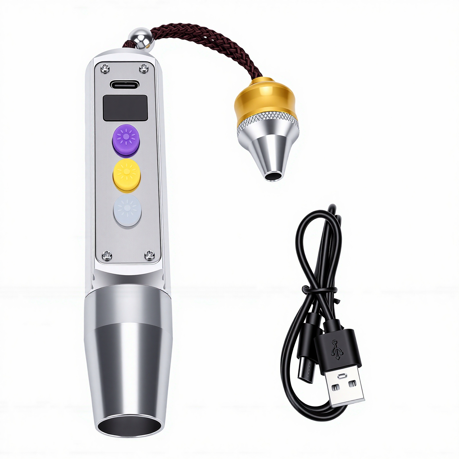 Wiederaufladbare Edelstein-taschenlampe, 3 Lichtquellen, 6 Helligkeitsstufen, Schmuckdetektor, Jade-bewertung, Gelb, Weiß, 365 Nm, Violett, Silber