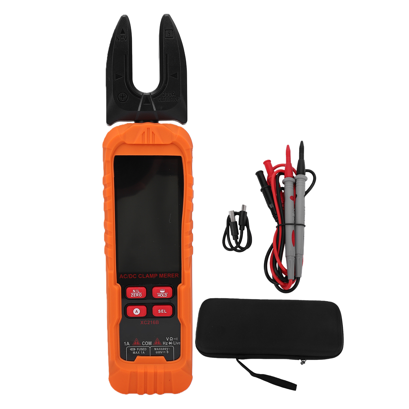 Intelligentes Digitales Multimeter Mit Ac/dc-stromzange, U-förmigen Messbacken, Automatischer Bereichswahl, Hd-farbdisplay, Misst Strom, Spannung, Temperatur Und Ncv Xc216b