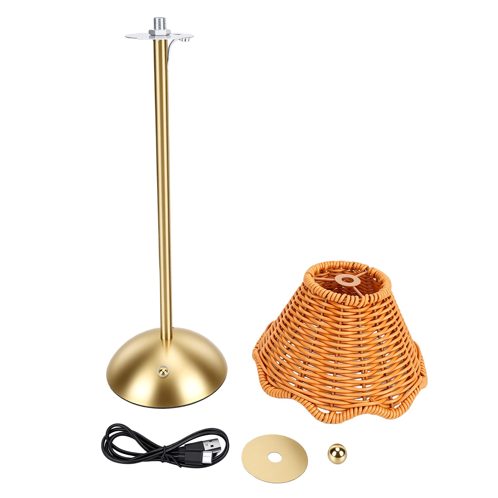 Tischleuchte Aus Böhmischem Rattan, Wiederaufladbarer 1200-mah-akku, 3 Helligkeitsstufen, Dimmbar, Kabellos, Led, Für Den Nachttisch, Ideal Für Restaurants, Hotels Und Resorts, Braun.