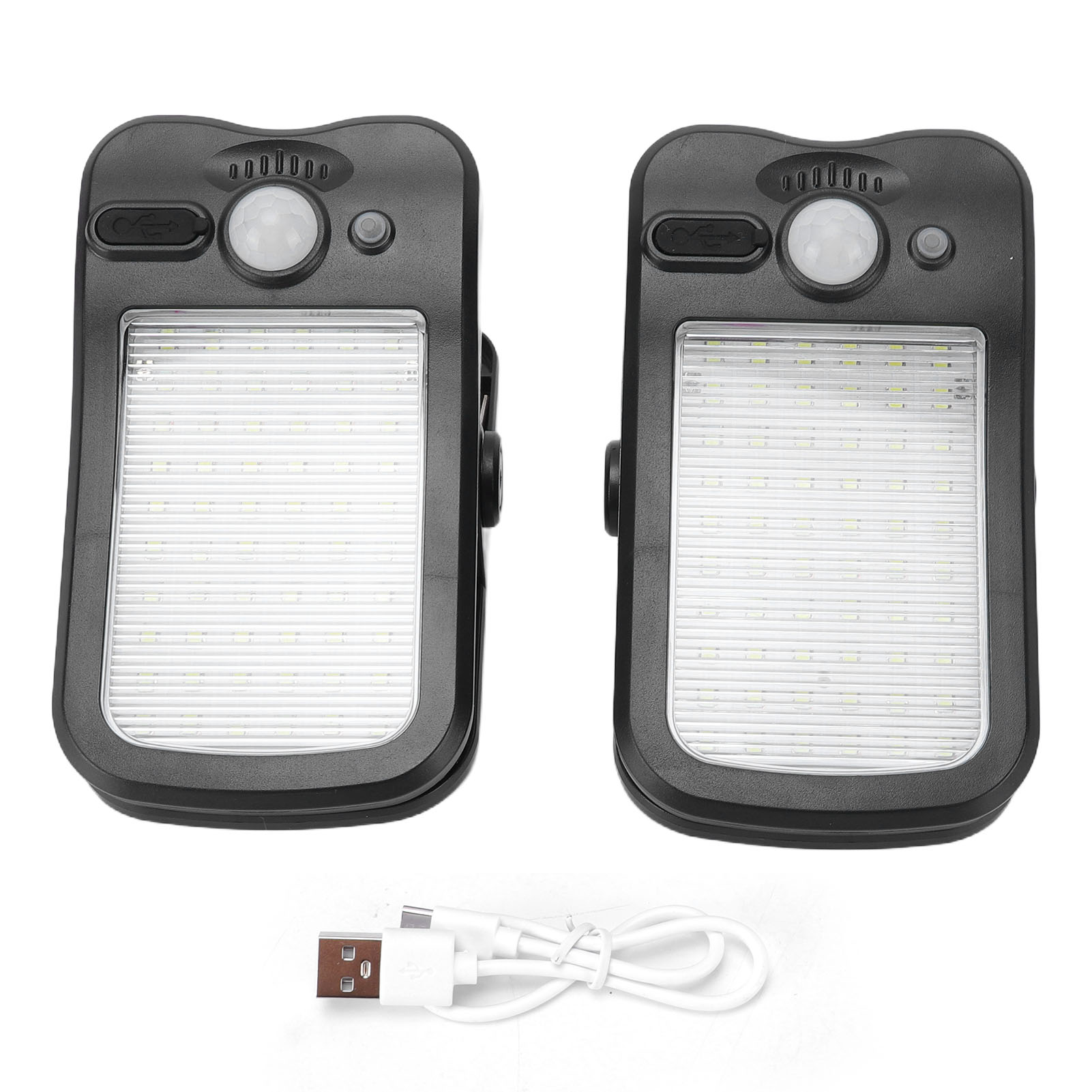 Set Mit 2 Solar-klemmleuchten Mit Bewegungsmelder, 60 Leds, Ip65 Wasserdicht, Usb-aufladbar, Für Zäune, Gärten, Camping Oder Höfe. Ideal Für Zäune, Gärten, Camping Oder Höfe.