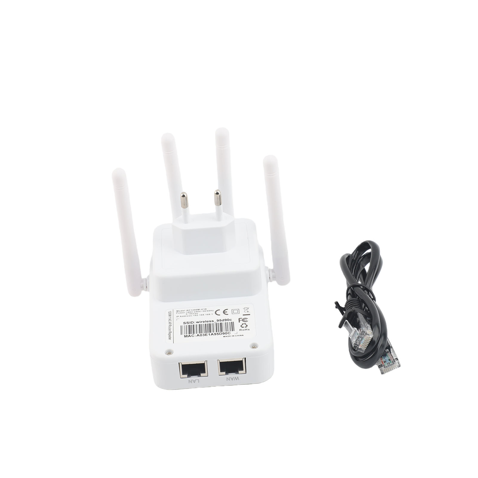 Dualband-wlan-repeater (5 Ghz/2,4 Ghz) Mit 4 Drehbaren Hochleistungsantennen (weiß)
