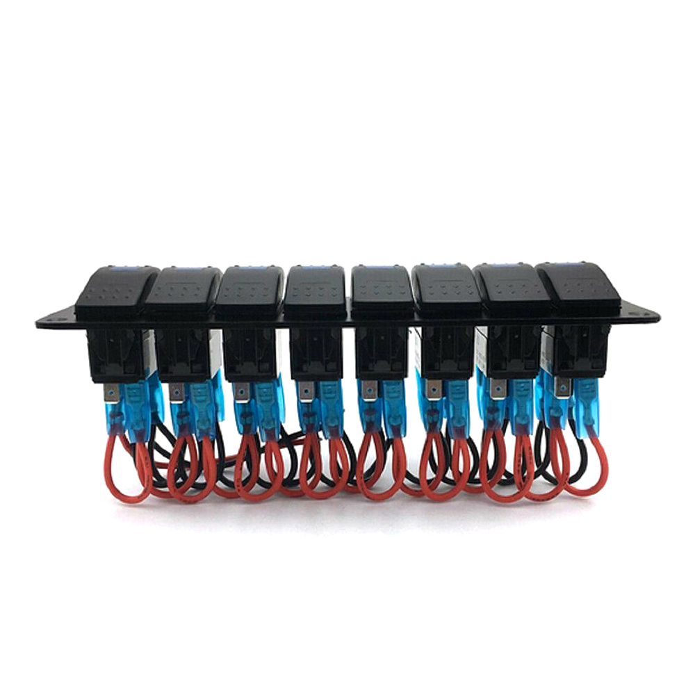8-stufiges Wippschalter-bedienfeld Für Boote Und Freizeitfahrzeuge, Wasserdicht, 12 V/24 V, Mit Led-anzeige Und Ein-/ausschalter. Schutzschalter Mit Blauer Kontrollleuchte.