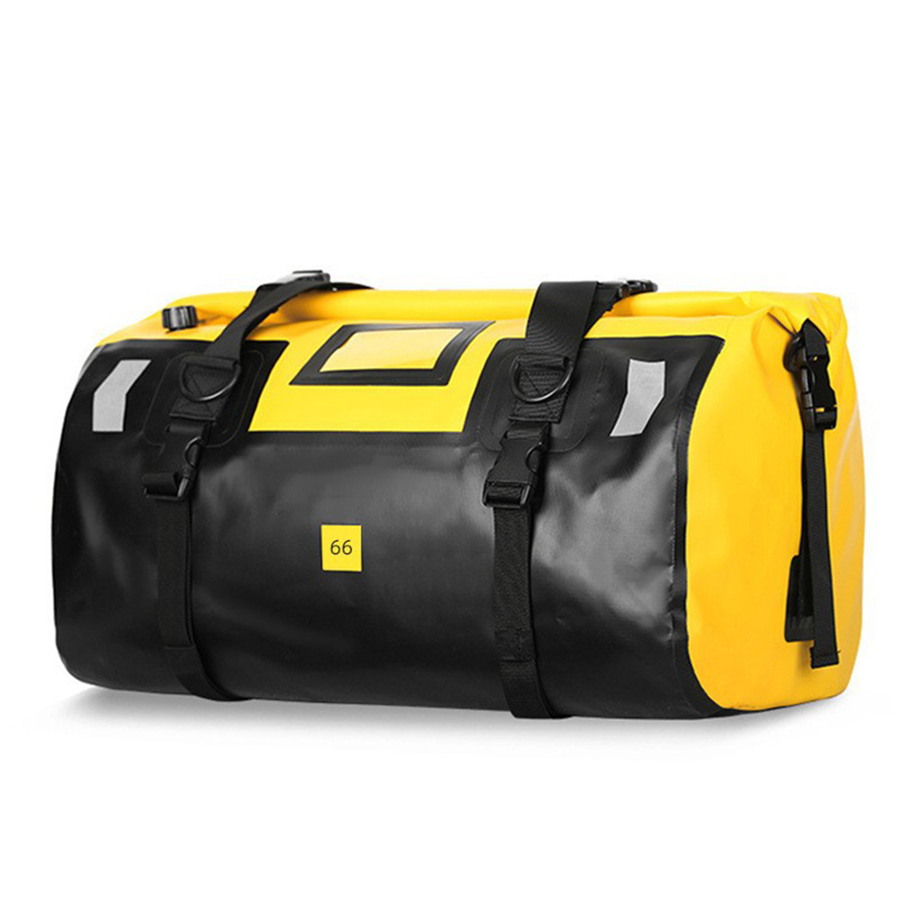 Wasserdichte Motorradtasche, Große Wasserdichte Reisetasche Mit Rollverschluss, Schultergurt, Reflektierendes Design (gelb, 66 L)