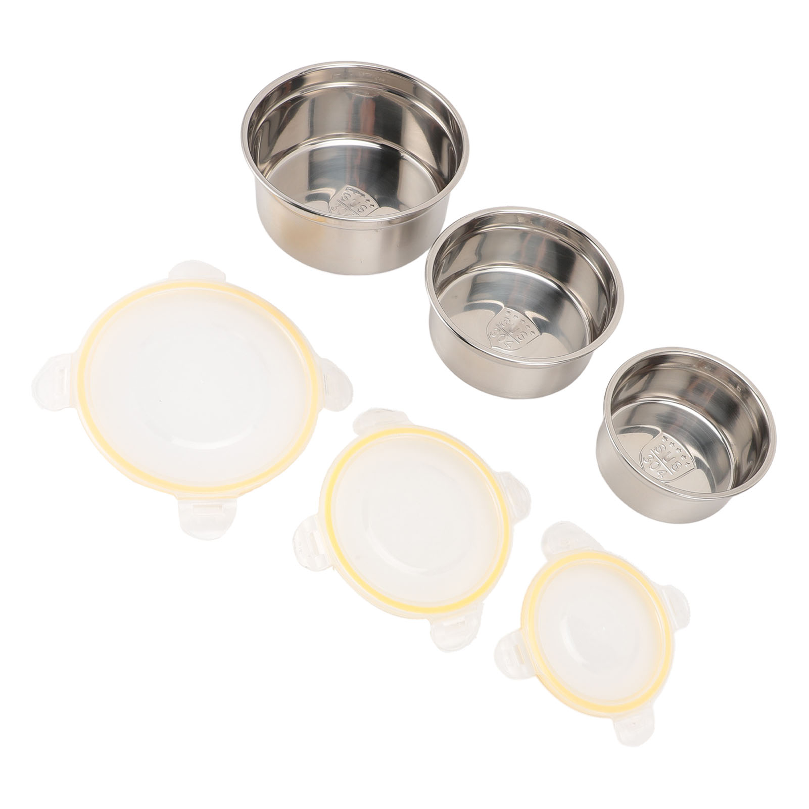 Set Aus 3 Runden Lebensmittelbehältern Mit Deckeln Aus Edelstahl 304, Großes Fassungsvermögen, Ideal Für Mittagessen Und Suppe.