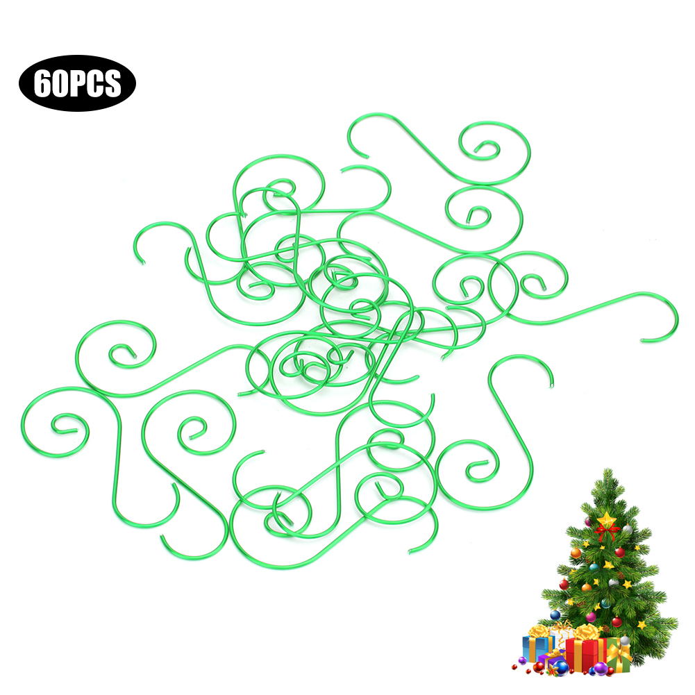 60 Mini-mehrzweckhaken In S-form Aus Metall Für Weihnachtsbaumschmuck (grün)