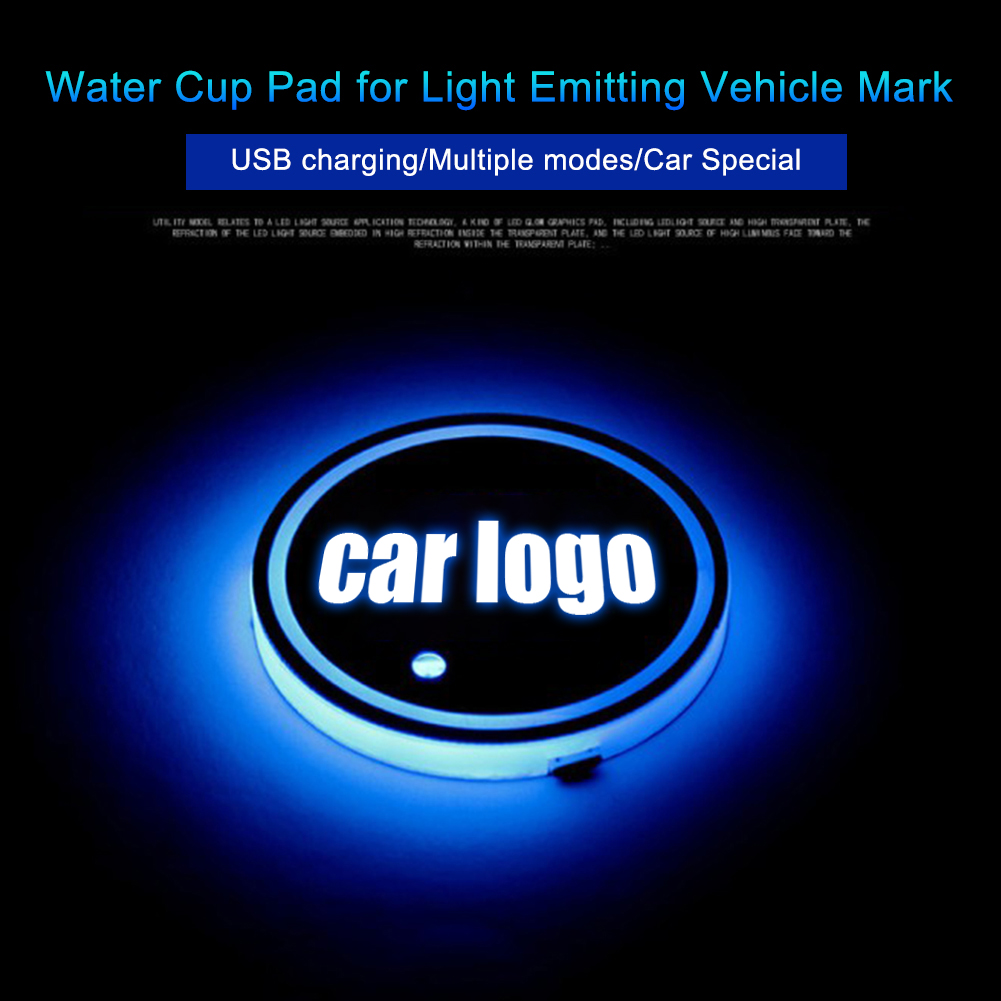 Led-untersetzer Mit Auto-logo, 7 Wechselnden Farben, Usb-ladefunktion Und Fußmatte.