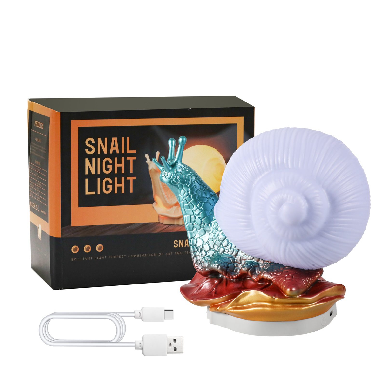 Niedliche, Schneckenförmige Led-nachttischlampe, Usb-betrieben, Berührungsempfindlich, Dimmbar, Warmweiß Und In Verschiedenen Farben, Ideal Für Ein Kinderzimmer Oder Babyzimmer.