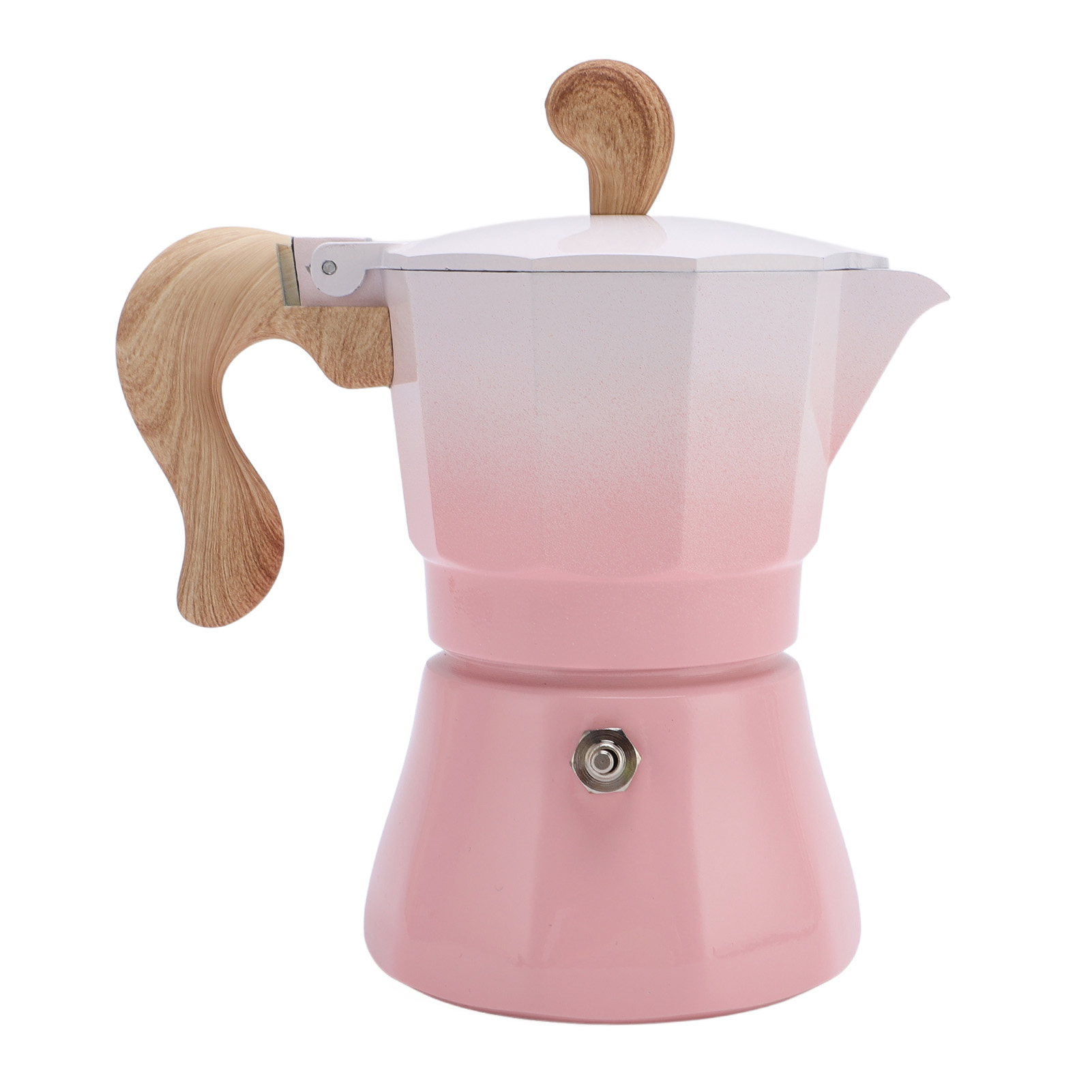 Italienische Kaffeemaschine 150 Ml, Mit Einem Ventil, Aus Aluminium, Ideal Für Anfänger Und Kaffeeliebhaber, Farbverlauf In Rosa.